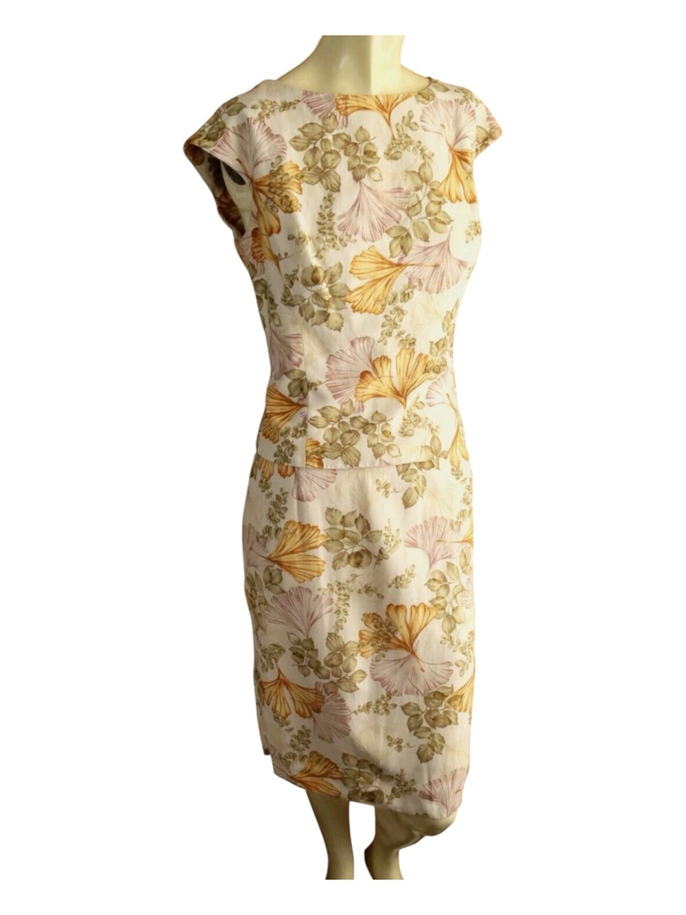 2 Piece Papéll Silk/Linen Blend Skirt/Tank Set Floral 10p